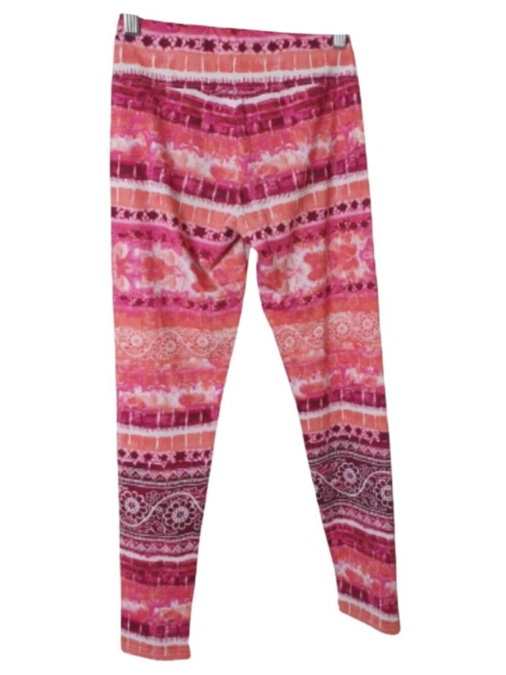 Justice Girls 12 Pink Patterned Leggings Comfort Athleisure Full Length Stretch